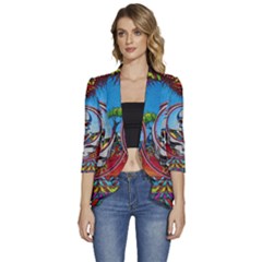 Grateful Dead Wallpapers Women s 3/4 Sleeve Ruffle Edge Open Front Jacket by Mog4mog4