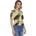 Egyptian Paper Papyrus Bird Puffed Short Sleeve Button Up Jacket View3