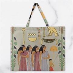 Egyptian Paper Women Child Owl Zipper Large Tote Bag by Mog4mog4
