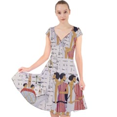 Egyptian Design Men Worker Slaves Cap Sleeve Front Wrap Midi Dress by Mog4mog4