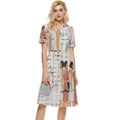 Egyptian Design Men Worker Slaves Button Top Knee Length Dress by Mog4mog4