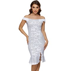 Furr Division Off Shoulder Ruffle Split Hem Bodycon Dress by Mog4mog4