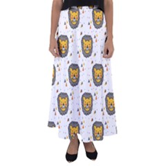 Lion Heads Pattern Design Doodle Flared Maxi Skirt by Mog4mog4