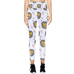 Lion Heads Pattern Design Doodle Pocket Leggings  by Mog4mog4