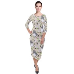 Pattern My Neighbor Totoro Quarter Sleeve Midi Velour Bodycon Dress by Mog4mog4