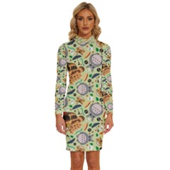 My Neighbor Totoro Pattern Long Sleeve Shirt Collar Bodycon Dress by Mog4mog4
