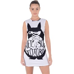 My Neighbor Totoro Black And White Lace Up Front Bodycon Dress by Mog4mog4