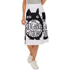 My Neighbor Totoro Black And White Midi Panel Skirt by Mog4mog4