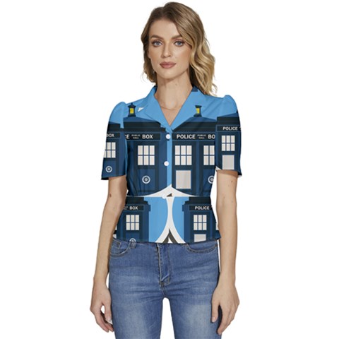 Doctor Who Tardis Puffed Short Sleeve Button Up Jacket by Mog4mog4
