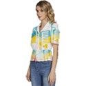 Silhouette Cityscape Building Icon Color City Puffed Short Sleeve Button Up Jacket View2