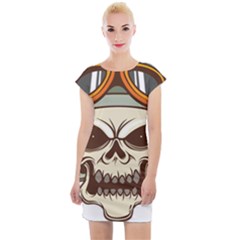 Motorcycle Helmet Skull Clip Art Cranial Skeleton Cap Sleeve Bodycon Dress by Mog4mog4