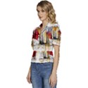New York City Skyline Vector Illustration Puffed Short Sleeve Button Up Jacket View2
