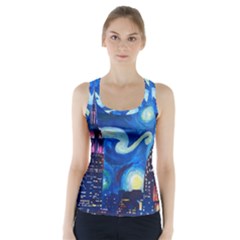 Starry Night In New York Van Gogh Manhattan Chrysler Building And Empire State Building Racer Back Sports Top by Mog4mog4