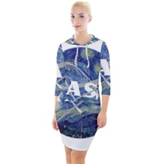 Vincent Van Gogh Starry Night Art Painting Planet Galaxy Quarter Sleeve Hood Bodycon Dress by Mog4mog4