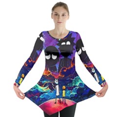 Cartoon Parody In Outer Space Long Sleeve Tunic  by Mog4mog4