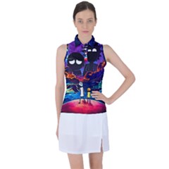 Cartoon Parody In Outer Space Women s Sleeveless Polo Tee by Mog4mog4