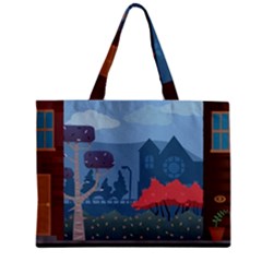 Town Vector Illustration Illustrator City Urban Zipper Mini Tote Bag by Mog4mog4
