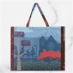 Town Vector Illustration Illustrator City Urban Zipper Large Tote Bag by Mog4mog4