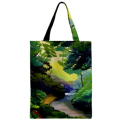 Landscape Illustration Nature Forest River Water Zipper Classic Tote Bag by Mog4mog4