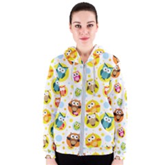 Owl Bird Cartoon Women s Zipper Hoodie by Bakwanart