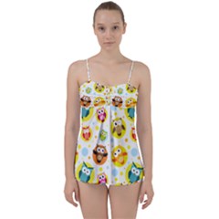 Owl Bird Cartoon Babydoll Tankini Set by Bakwanart