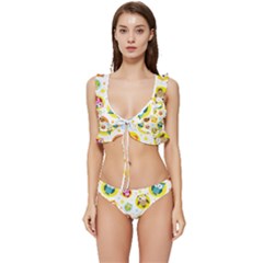 Owl Bird Cartoon Low Cut Ruffle Edge Bikini Set by Bakwanart
