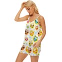 Owl Bird Cartoon V-Neck Satin Pajamas Set View2