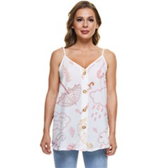 Weather Umbrella Rain Cloud Seamless Doodle Pattern Casual Spaghetti Strap Chiffon Top by Bakwanart