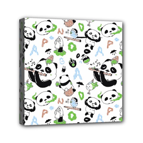 Giant Panda Bear Pattern Mini Canvas 6  X 6  (stretched) by Bakwanart