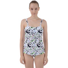 Giant Panda Bear Pattern Twist Front Tankini Set by Bakwanart