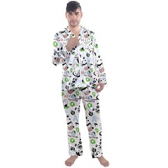Giant Panda Bear Pattern Men s Long Sleeve Satin Pajamas Set by Bakwanart