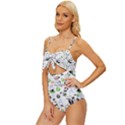 Giant Panda Bear Pattern Knot Front One-Piece Swimsuit View2