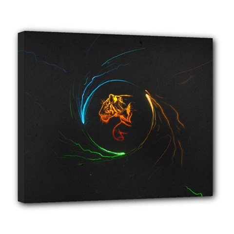 Orange Tiger Illustration Artwork Digital Art Deluxe Canvas 24  X 20  (stretched) by Bakwanart