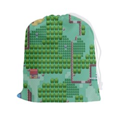 Green Retro Games Pattern Drawstring Pouch (2xl) by Bakwanart