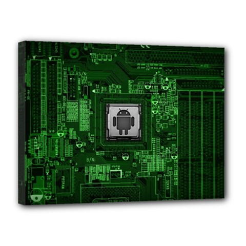 Technology Computer Chip Electronics Industry Circuit Board Canvas 16  X 12  (stretched) by Bakwanart
