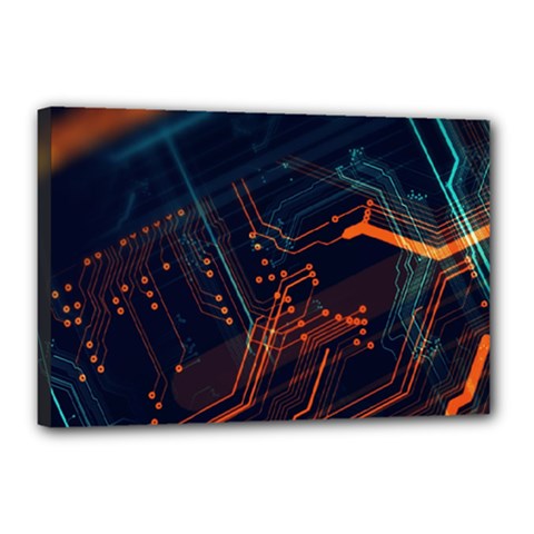 Abstract Colorful Circuit Canvas 18  X 12  (stretched) by Bakwanart