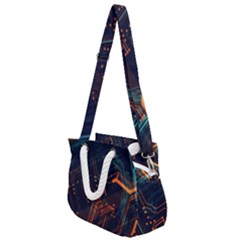 Abstract Colorful Circuit Rope Handles Shoulder Strap Bag by Bakwanart