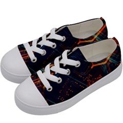 Abstract Colorful Circuit Kids  Low Top Canvas Sneakers by Bakwanart