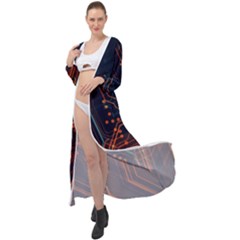 Abstract Colorful Circuit Maxi Chiffon Beach Wrap by Bakwanart