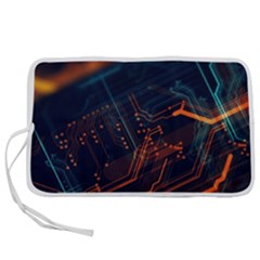 Abstract Colorful Circuit Pen Storage Case (l) by Bakwanart