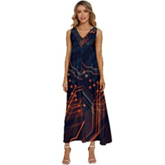 Abstract Colorful Circuit V-neck Sleeveless Loose Fit Overalls by Bakwanart