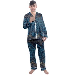 Position Of The Constellations Illustration Star Blue Men s Long Sleeve Satin Pajamas Set by Bakwanart