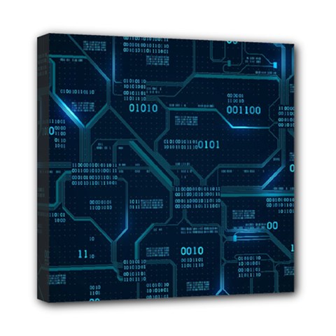Technology Computer Circuit Boards Electricity Cpu Binary Mini Canvas 8  X 8  (stretched) by Bakwanart