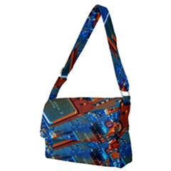 Gray Circuit Board Electronics Electronic Components Microprocessor Full Print Messenger Bag (m) by Bakwanart