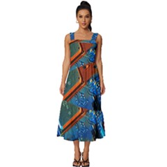 Gray Circuit Board Electronics Electronic Components Microprocessor Square Neckline Tiered Midi Dress by Bakwanart