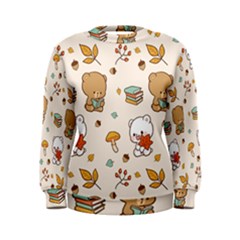 Bear Cartoon Background Pattern Seamless Animal Women s Sweatshirt by 99art