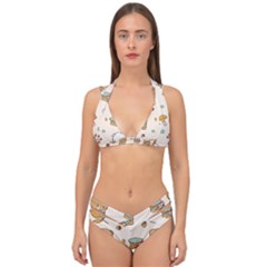 Bear Cartoon Background Pattern Seamless Animal Double Strap Halter Bikini Set by 99art