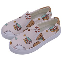 Bear Cartoon Background Pattern Seamless Animal Kids  Canvas Slip Ons by 99art