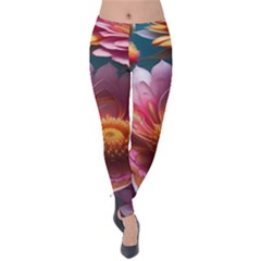 Pink Flowers Petals Blossoms Blooms Art Velvet Leggings by 99art