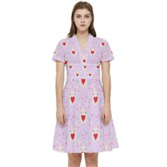 Easter Easter Bunny Hearts Seamless Tile Cute Short Sleeve Waist Detail Dress by 99art